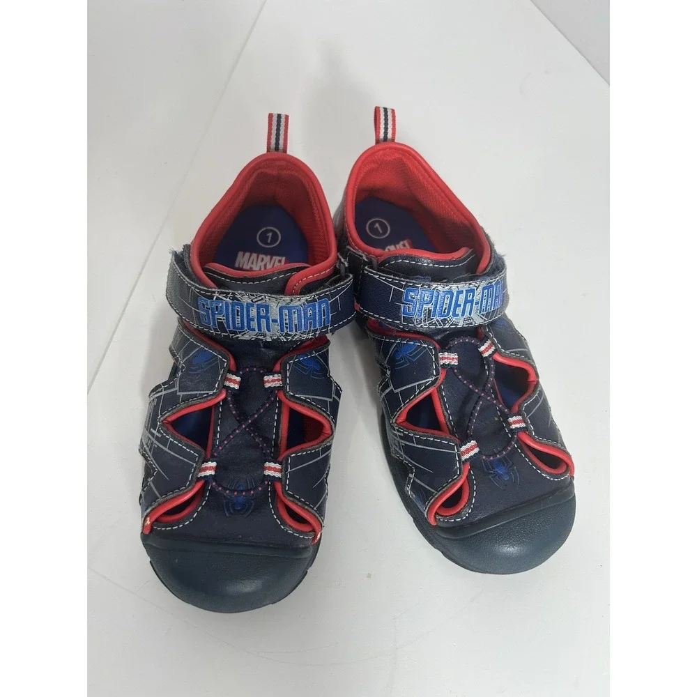 Marvel Spider-Man Boys Sandals Size 1 Light-Up Spiderweb Great Condition